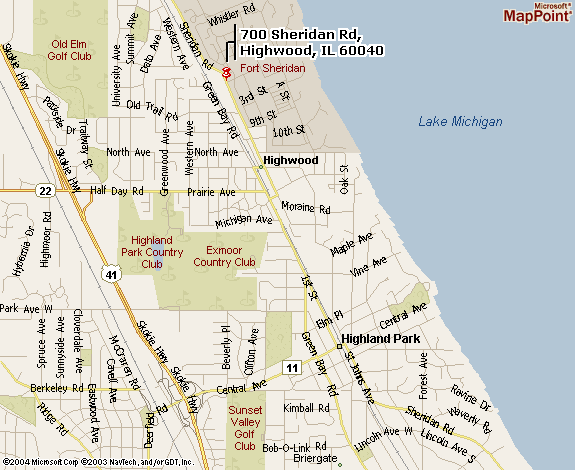 Map to Hotel Moraine via Sheridan Road